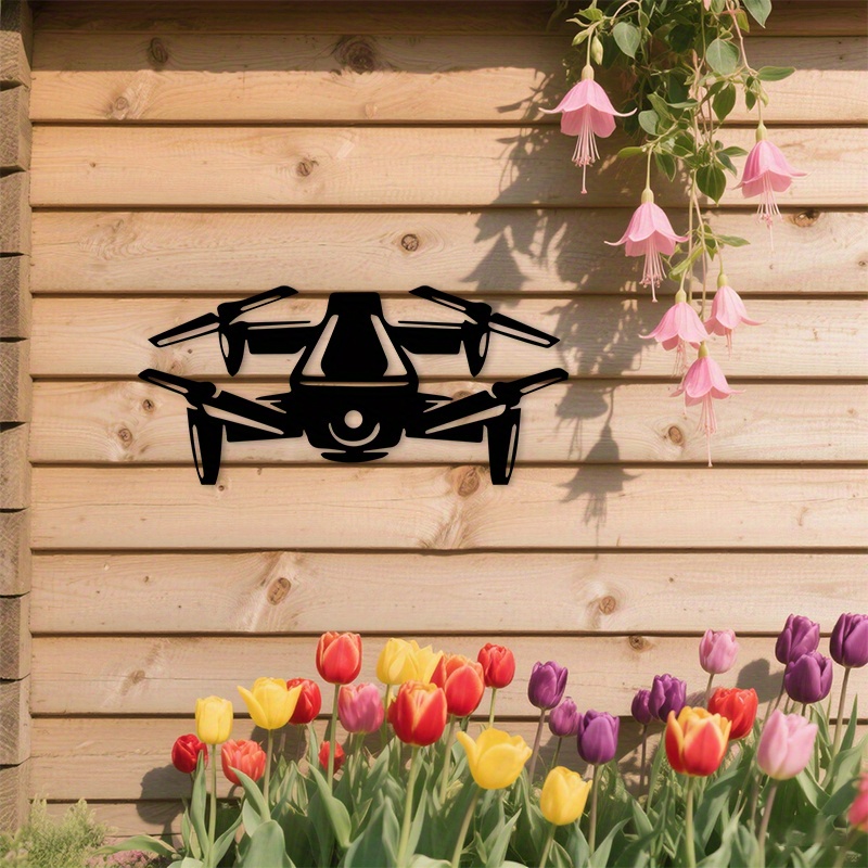 Tech Office Wall Art - Drone Silhouette Metal Wall Art Modern