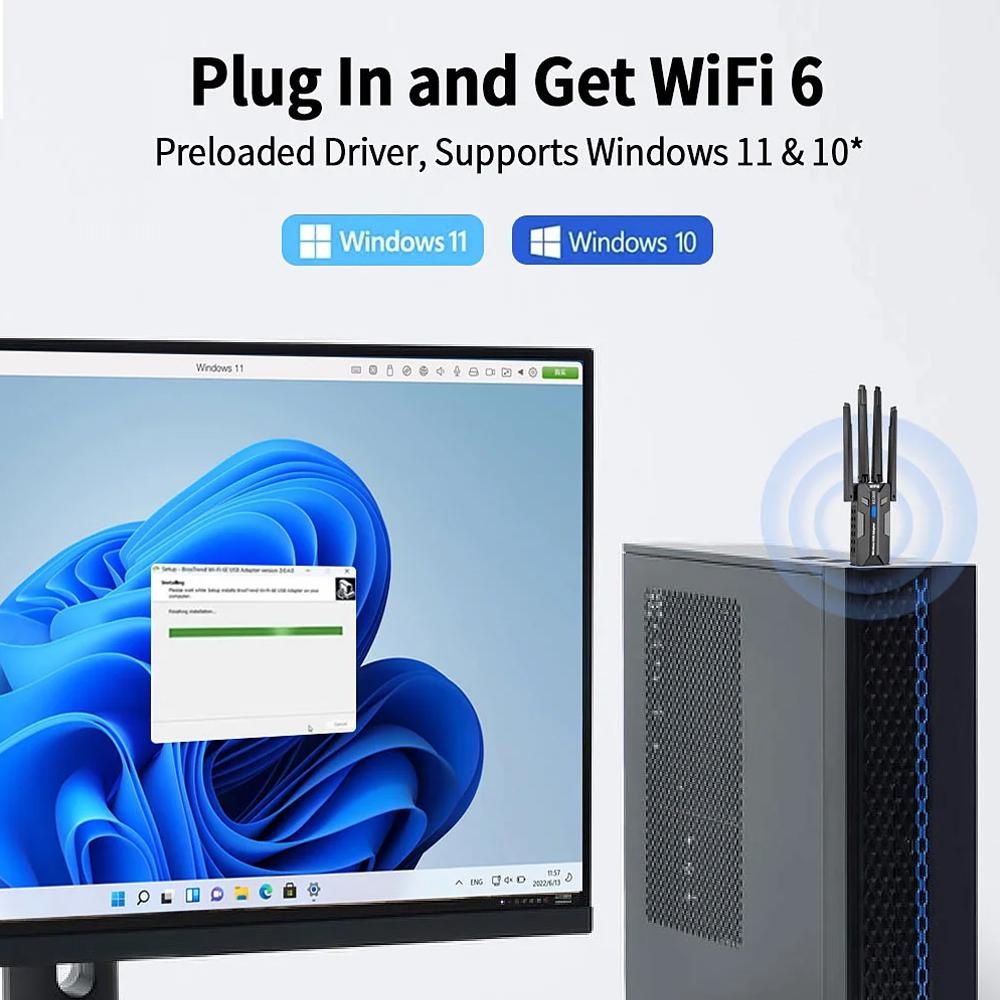 WiFi 6 USB 3 0 Adapter 1800 Mb - Gigabit Network Card review and price